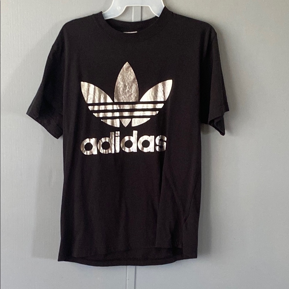 Adidas Black Tee with Metallic Logo